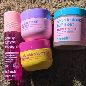 b.fresh Skincare Set - spray, body butter, scrub, and booty butter